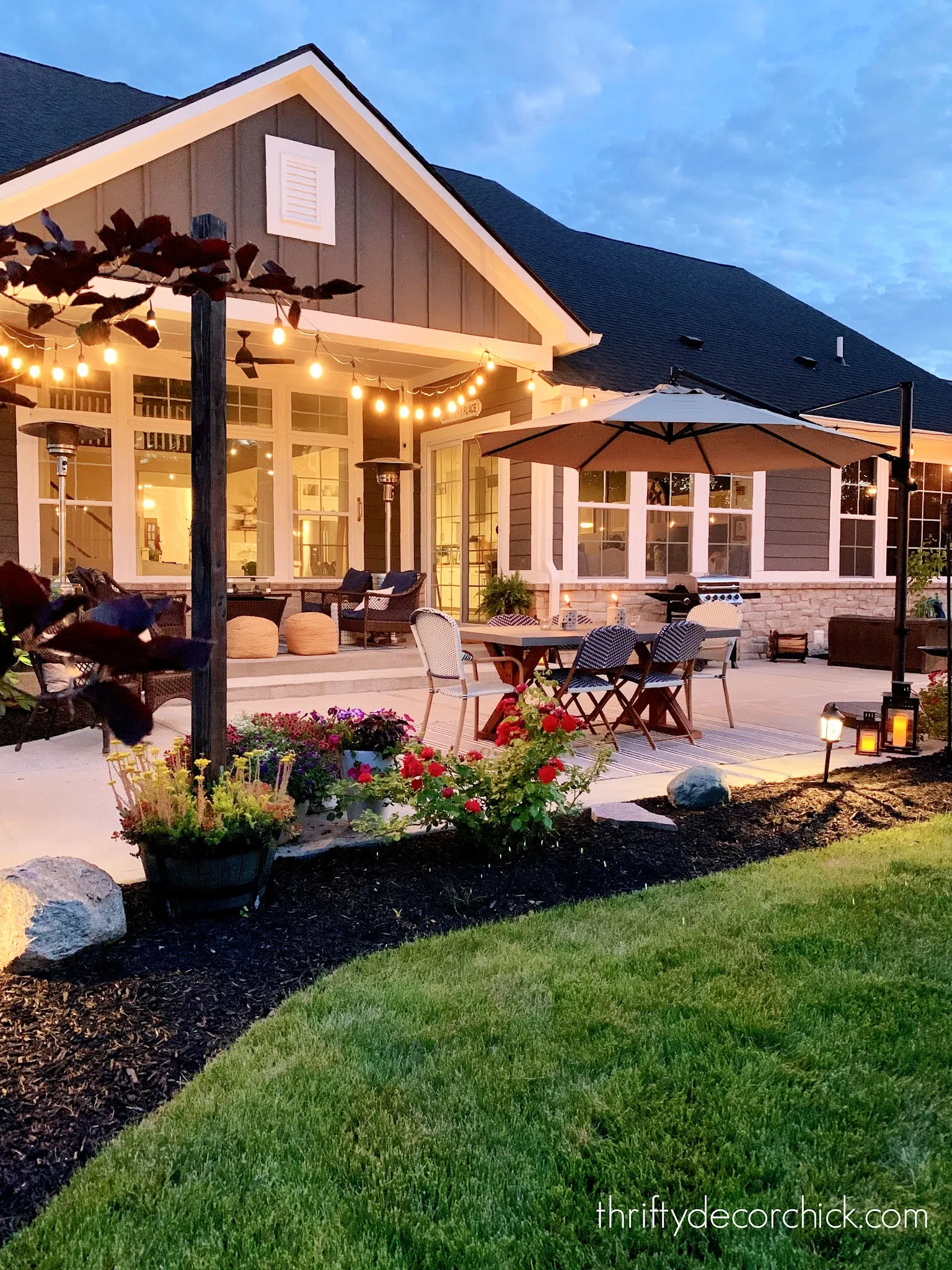 patio lights over backyard